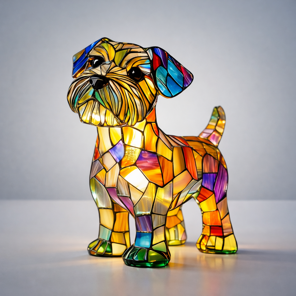 Dog Shape Table Lamp LED Night Light Stained Glass Style