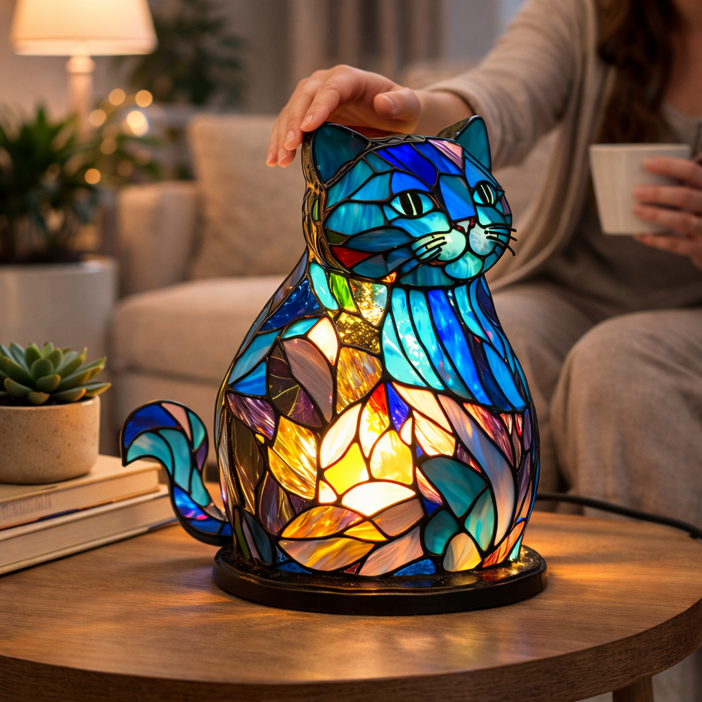 Stained Glass Mosaic Table Lamp LED Decorative Night Light Home Decor