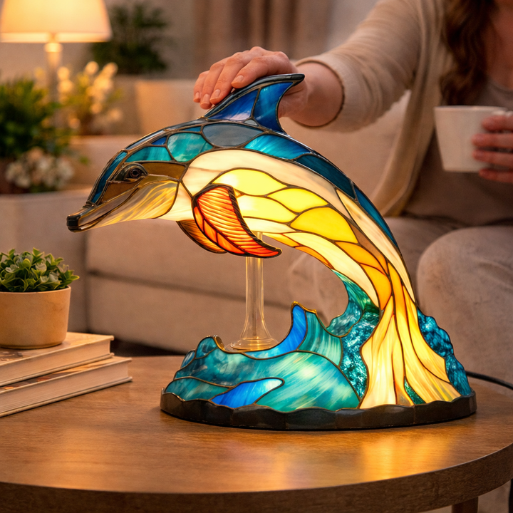 Stained Glass Mosaic Table Lamp LED Decorative Night Light Home Decor
