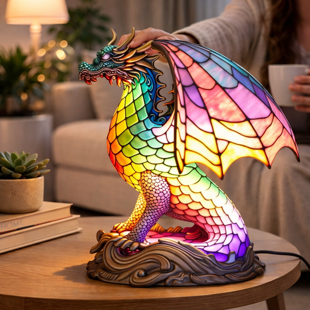 Stained Glass Mosaic Table Lamp LED Decorative Night Light Home Decor