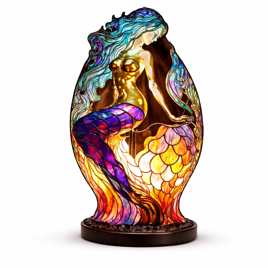 Stained Glass Mosaic Table Lamp LED Decorative Night Light Home Decor