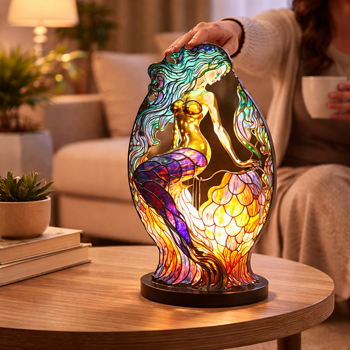 Stained Glass Mosaic Table Lamp LED Decorative Night Light Home Decor