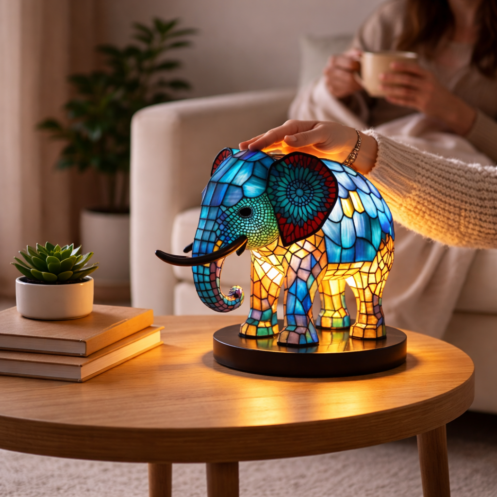 Stained Glass Mosaic Table Lamp LED Decorative Night Light Home Decor