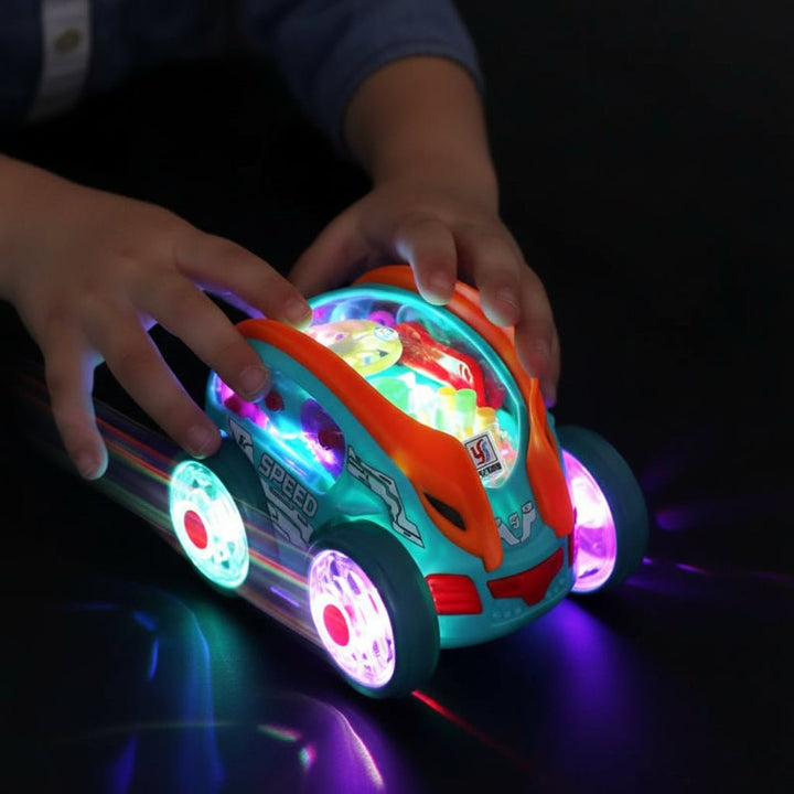 LED Light Up Toy Car with Music and 360 Degree Spin for Kids