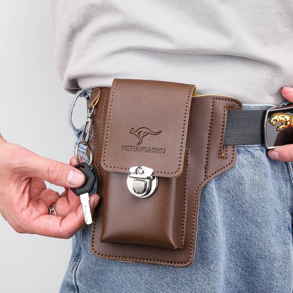 Leather Phone Case Belt Bag Pouch for Outdoor Use