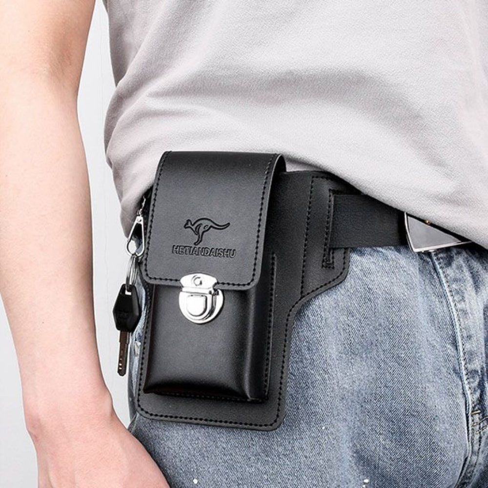 Leather Phone Case Belt Bag Pouch for Outdoor Use