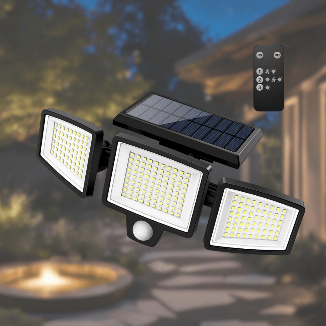 Solar Motion Sensor LED Security Light 3-Head 2500 Lumens IP65