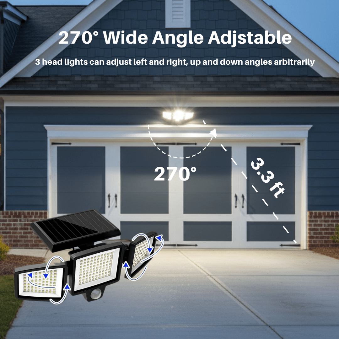 Solar Motion Sensor LED Security Light 3-Head 2500 Lumens IP65