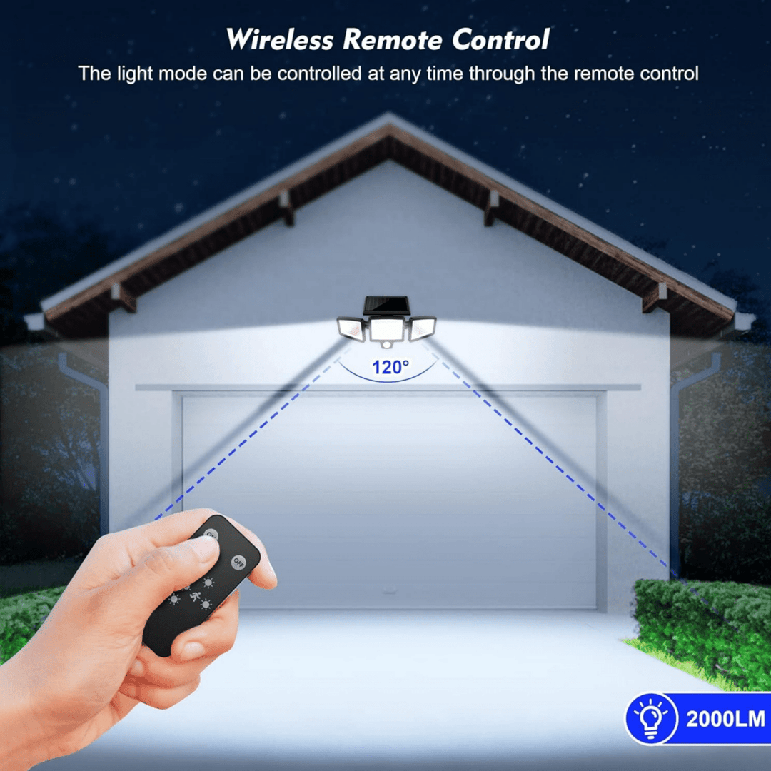 Solar Motion Sensor LED Security Light 3-Head 2500 Lumens IP65