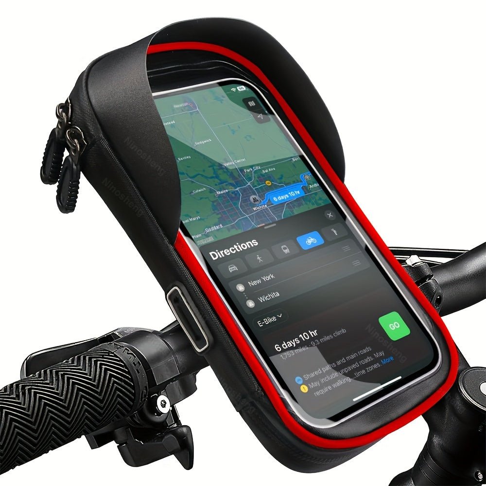Waterproof Motorcycle Bike Phone Holder Handlebar Bag with 360 Swivel