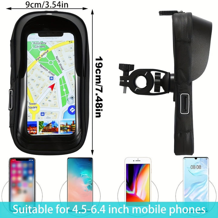 Waterproof Motorcycle Bike Phone Holder Handlebar Bag with 360 Swivel
