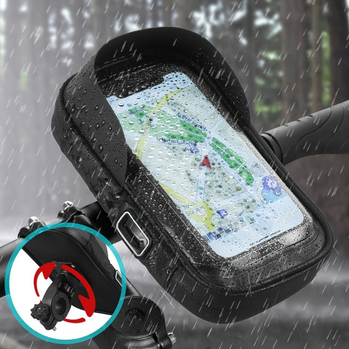Waterproof Motorcycle Bike Phone Holder Handlebar Bag with 360 Swivel