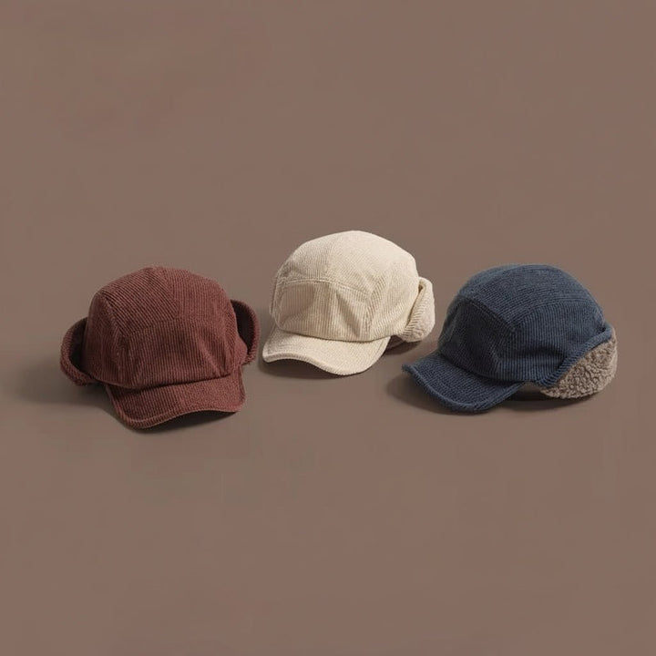 Ribbed Knit Winter Beanie Hat with Ear Flaps Fleece Lined Unisex