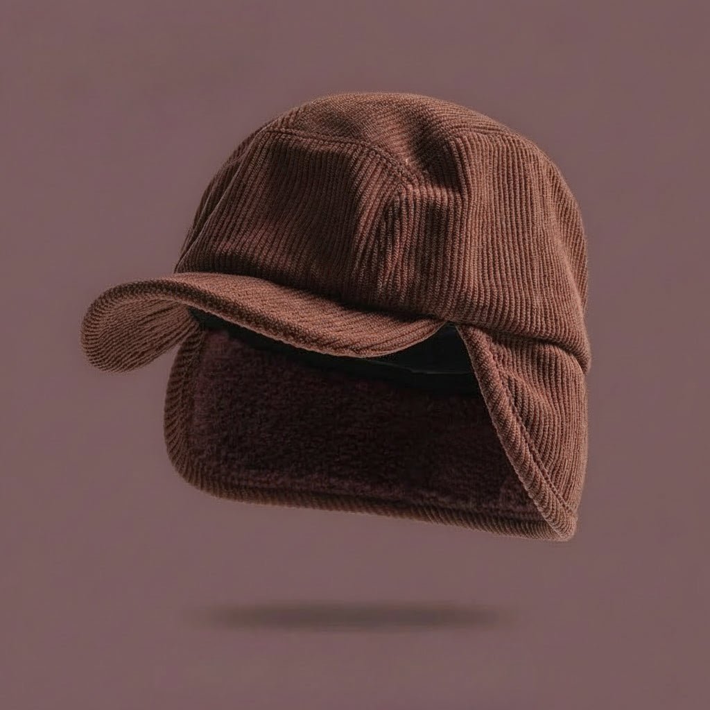 Ribbed Knit Winter Beanie Hat with Ear Flaps Fleece Lined Unisex