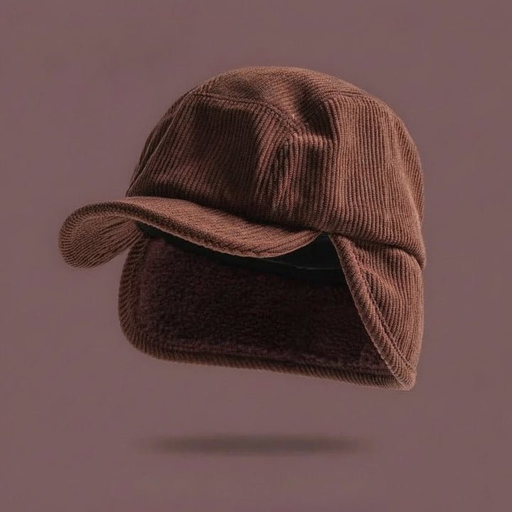 Ribbed Knit Winter Beanie Hat with Ear Flaps Fleece Lined Unisex