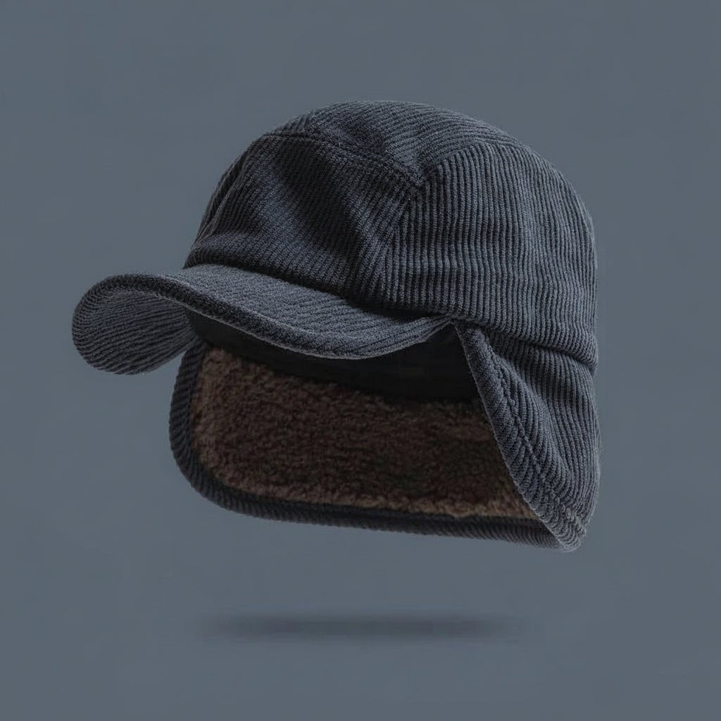Ribbed Knit Winter Beanie Hat with Ear Flaps Fleece Lined Unisex