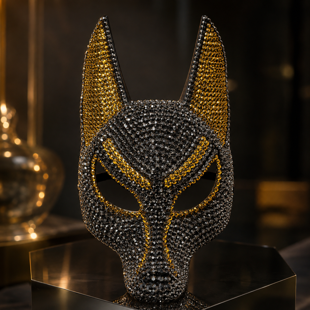 Wolf Rhinestone Half Face Halloween Animal Masquerade Mask