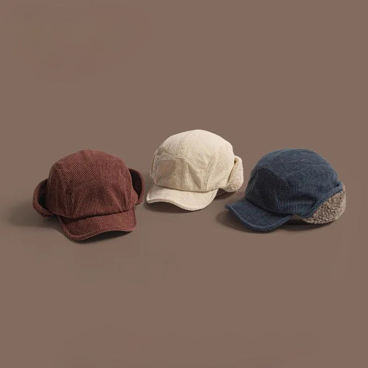 Corduroy Earflap Cap Winter Hat