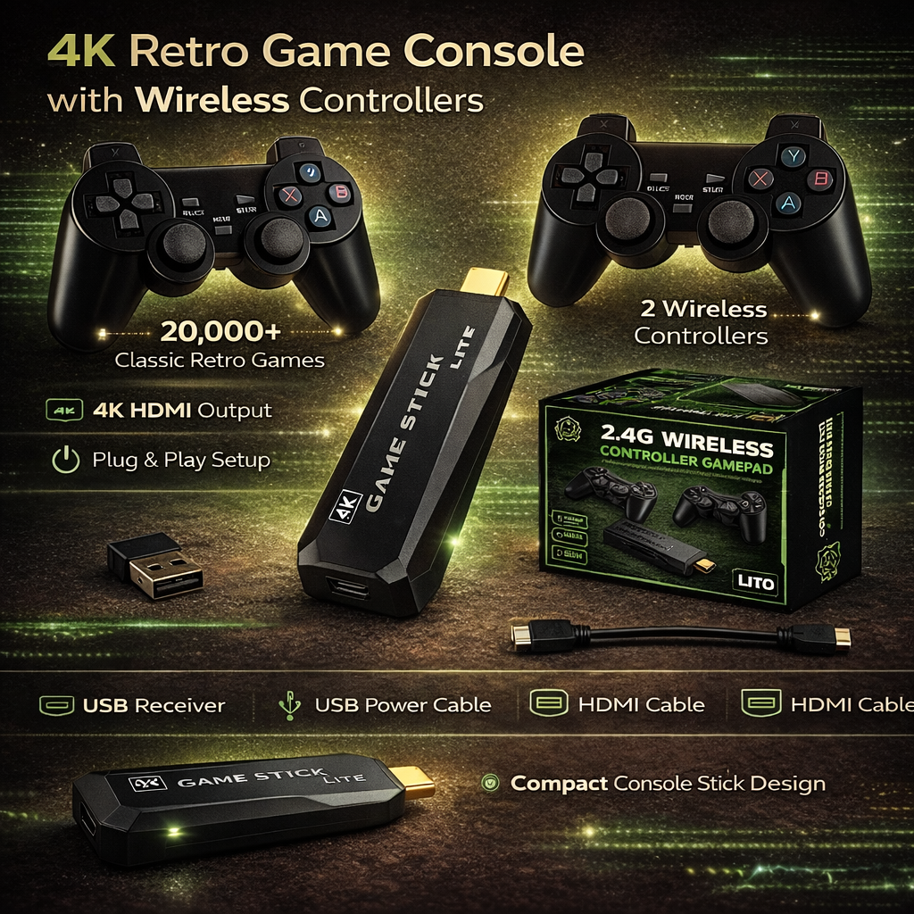 4K Retro Game Console with 20000 Classic Video Games Plug and Play