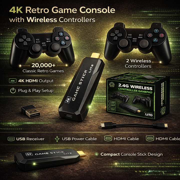 4K Retro Game Console with 20000 Classic Video Games Plug and Play