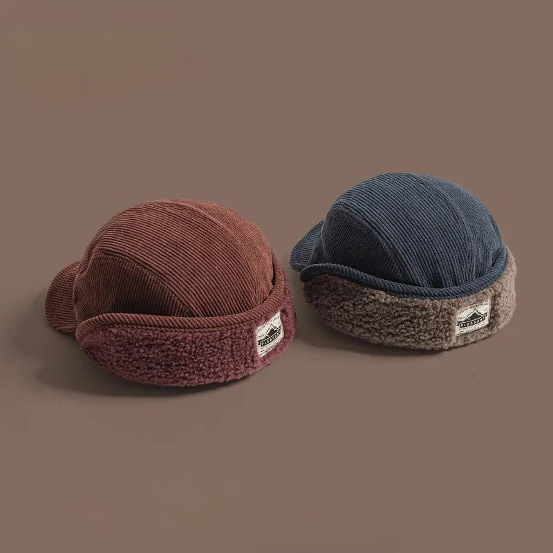 Corduroy Earflap Cap Winter Hat