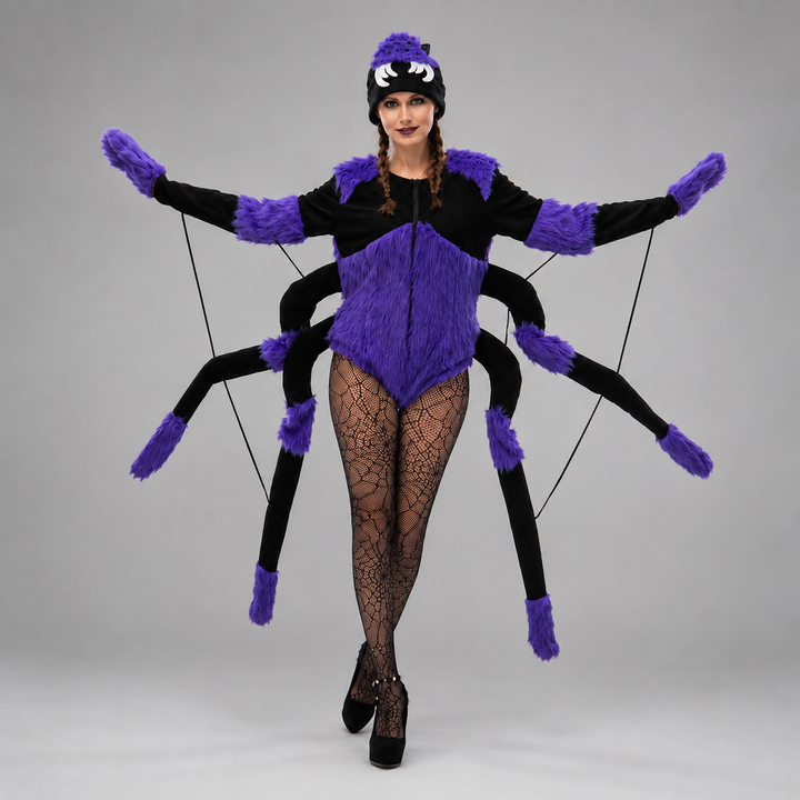 Spider Costume with 8 Legs and Hat for Women Halloween Outfit