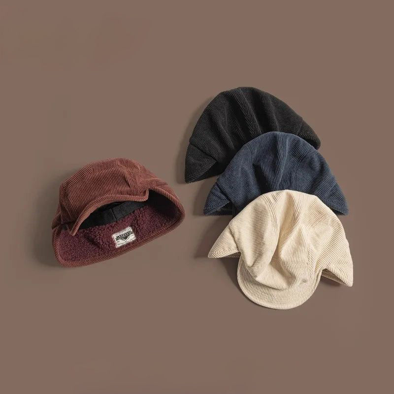 Corduroy Earflap Cap Winter Hat