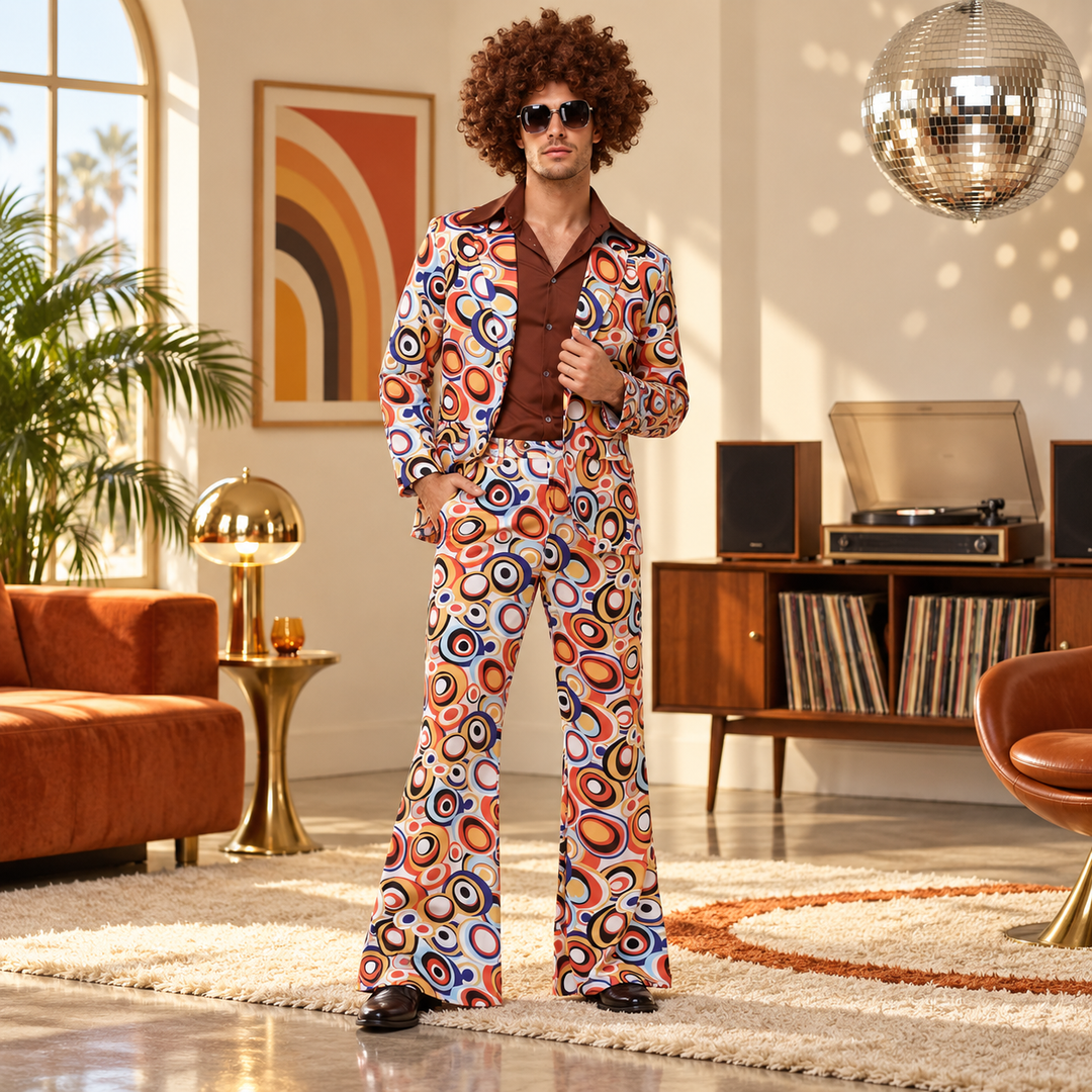 Hippie Disco Costume Retro 70s 80s Men Women Halloween Cosplay Outfit