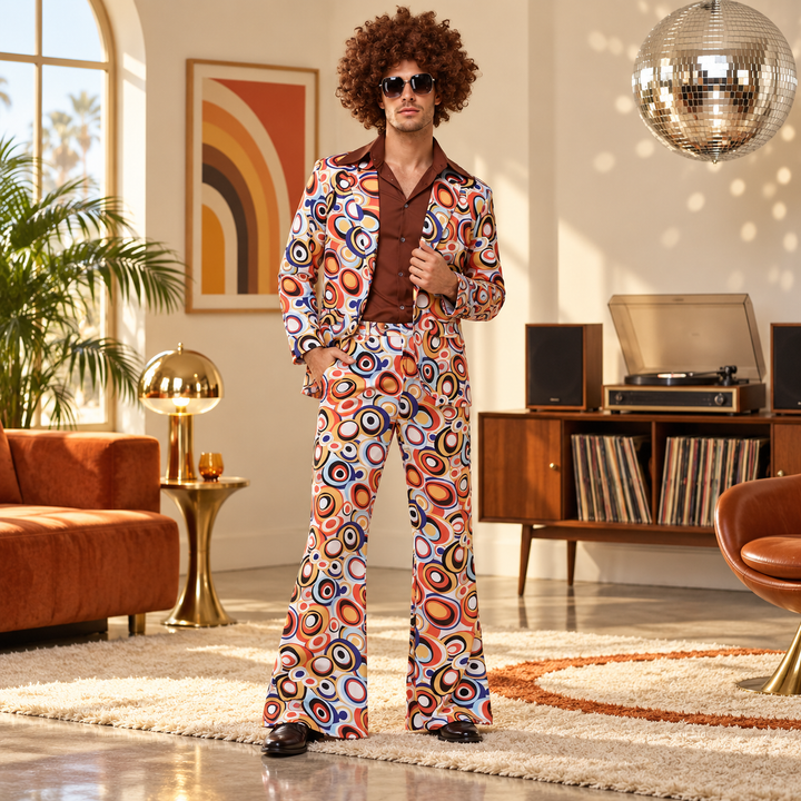Hippie Disco Costume Retro 70s 80s Men Women Halloween Cosplay Outfit