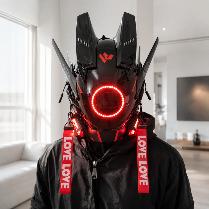 LED Light-Up Cyberpunk Helmet Mask for Festival Rave Costume