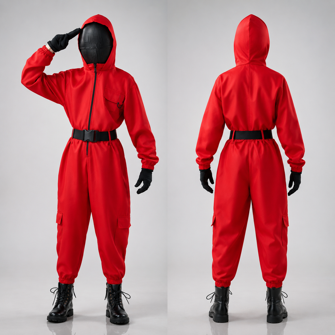 Squid Game Guard Costume with Mask Halloween Costume for Kids and Adults