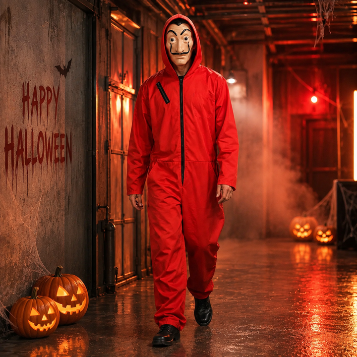 Jumpsuit Costume with Mask Halloween Outfit Set