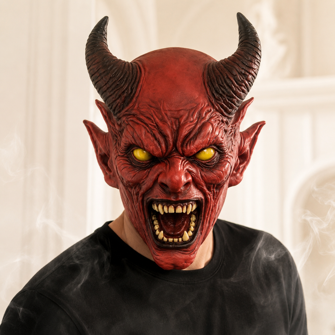 Latex Full Head Demon Mask Halloween Costume Accessory