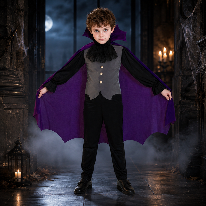 Vampire Costume for Girls with Cape and Vest Halloween Outfit