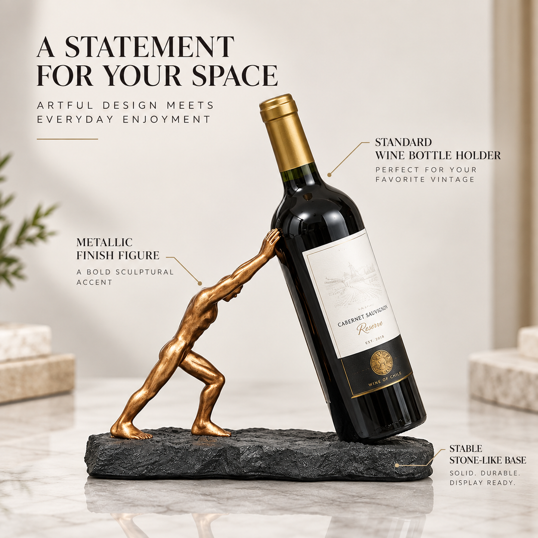 Sculptural Wine Bottle Holder Countertop Display Stand
