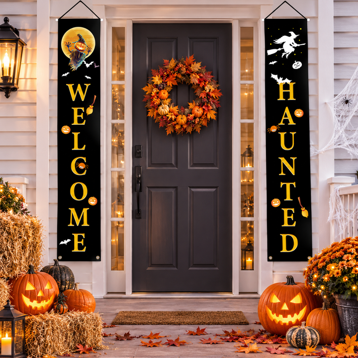 Halloween Welcome Banner Set Door Porch Decoration