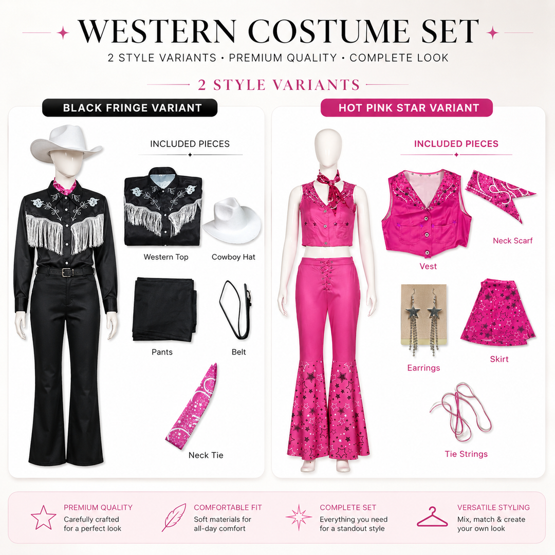 Western Cowgirl Costume Set for Men and Women