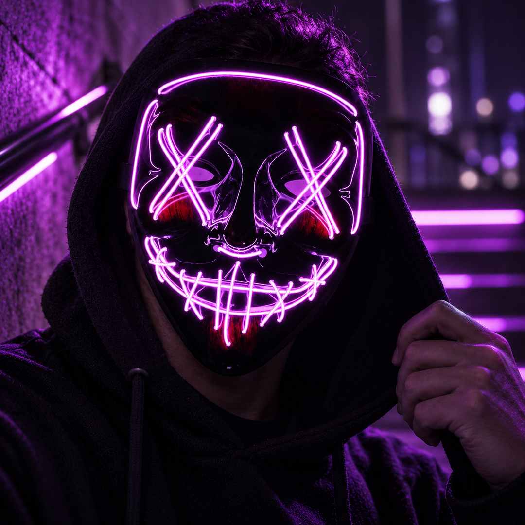 Wireless LED Light Up Purge Mask Halloween Costume Mask
