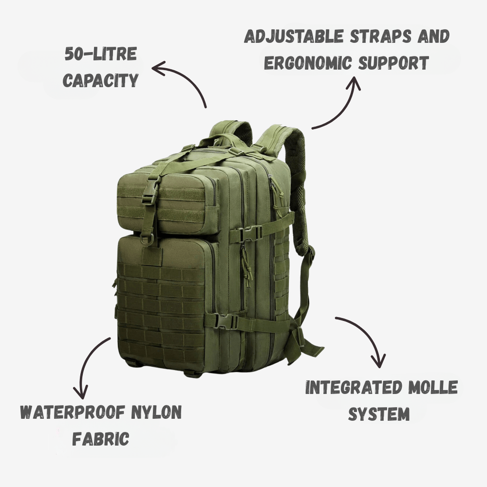 Hiking Backpack Waterproof 50 Liter Capacity Outdoor Backpack