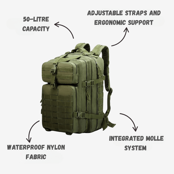 Hiking Backpack Waterproof 50 Liter Capacity Outdoor Backpack