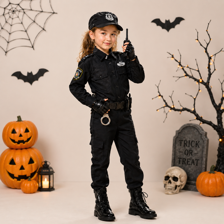 Kids Police Officer Costume Set Uniform Roleplay Cosplay for Children