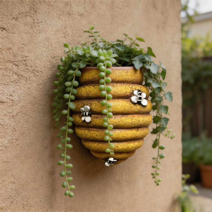 3D Beehive Shaped Wall-Mounted Resin Planter Hanging Flower Pot for Garden