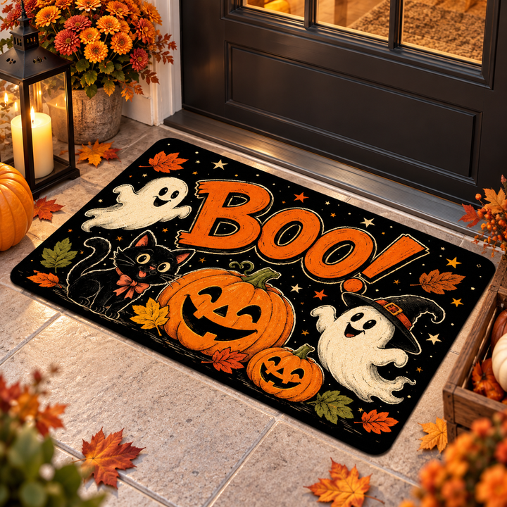 Pumpkin Doormat Non Slip Velvet Entryway Welcome Floor Mat