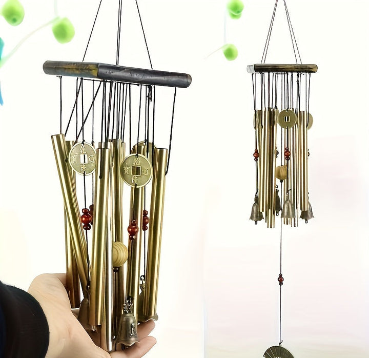 Large Copper Bell Wind Chime with Aluminum Alloy Tubes Outdoor Decor