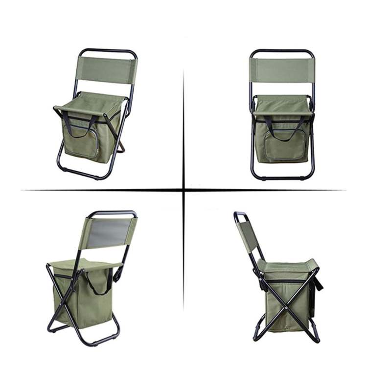 Foldable Camping Chair with Cooler Bag Portable Outdoor Fishing Picnic Stool