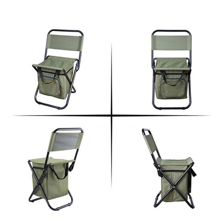 Foldable Camping Chair with Cooler Bag Portable Outdoor Fishing Picnic Stool