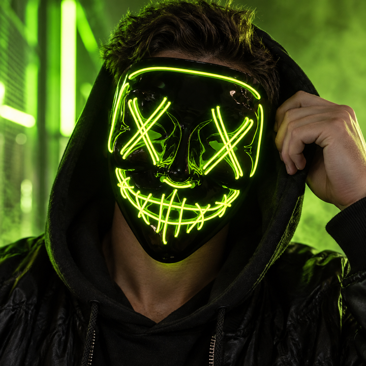 Wireless LED Purge Mask Neon Glow in the Dark Horror Mask
