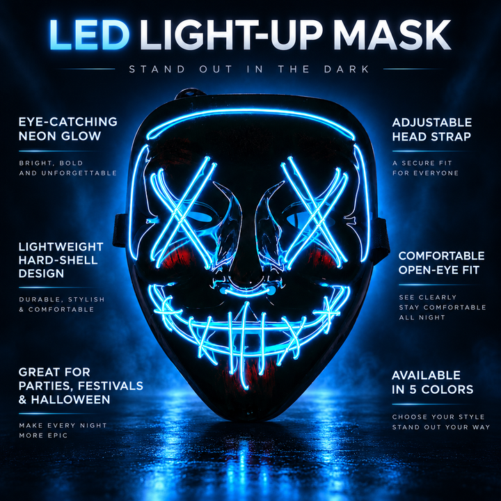 Wireless LED Light Up Purge Mask Halloween Costume Mask