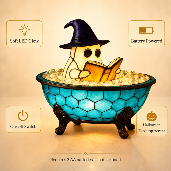 Ghost Shape LED Night Light Halloween Bubble Bath Accent Lamp