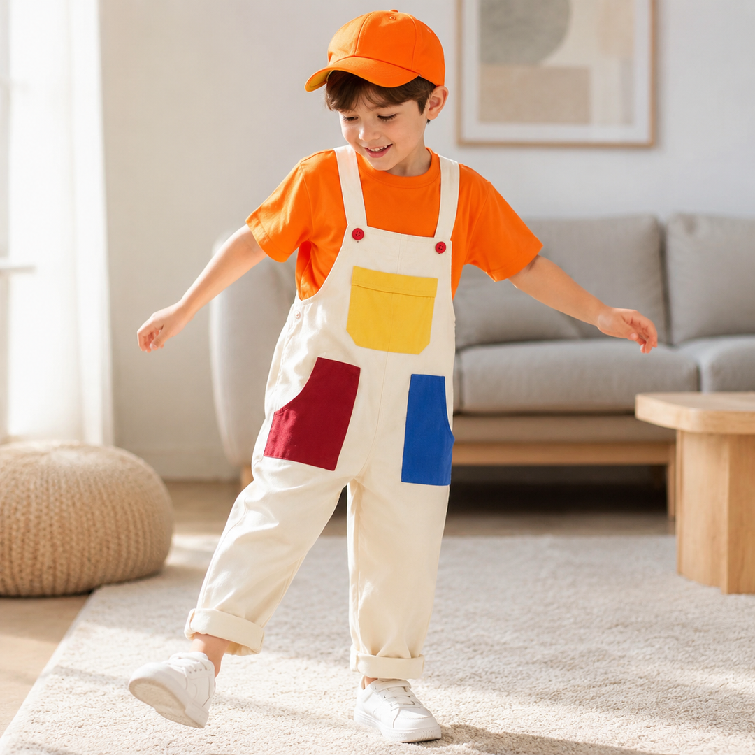 Kids Costume Overalls Set with Cap for Video Game Character